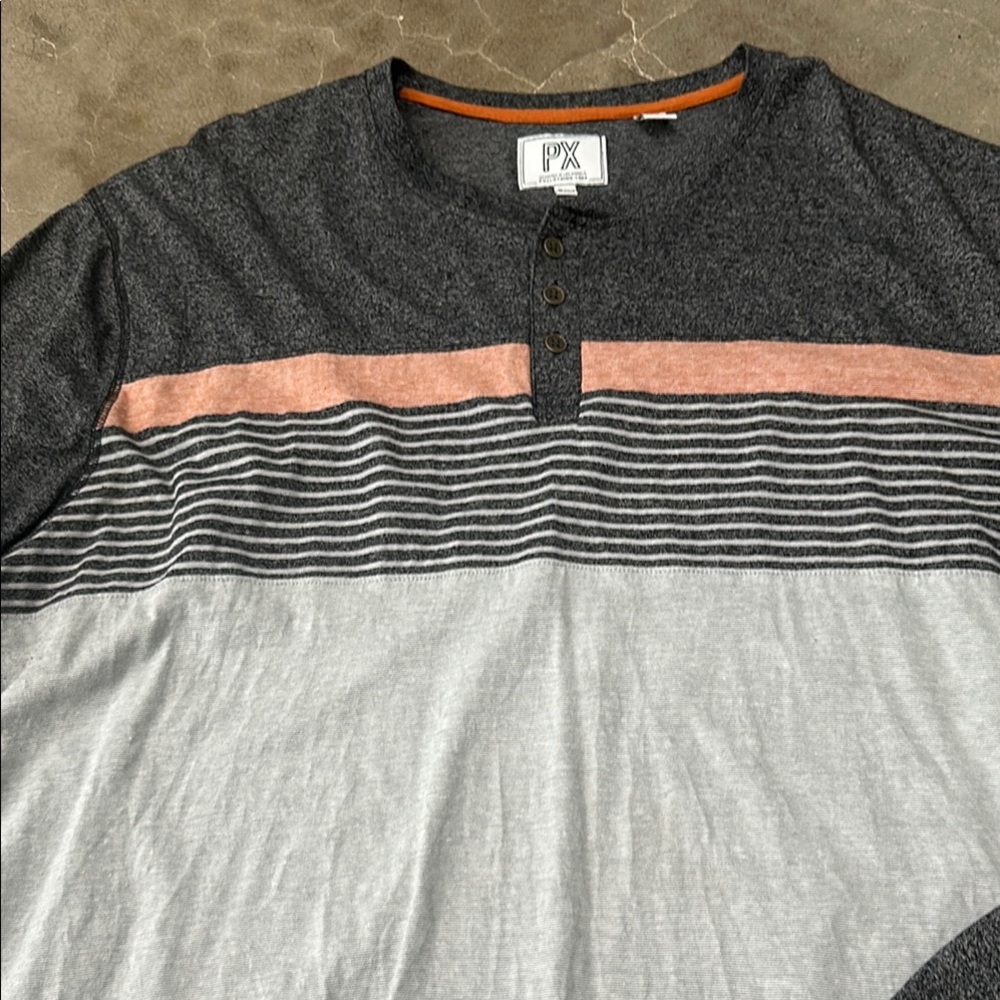 Big & Tall Men's Gray and Black Striped Shirt - Picture 2 of 5